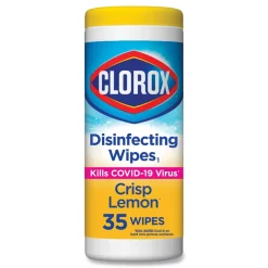 7 in. x 8 in. 1-Ply Disinfecting Wipes - Crisp Lemon, White (35/Canister) Skin Care & Personal Hygiene