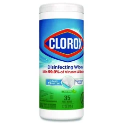 Outlet 7 in. x 8 in. 1-Ply Disinfecting Wipes - Fresh Scent, White (35/Canister) Skin Care & Personal Hygiene