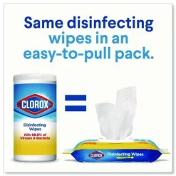 Clearance 8 in. x 7 in. 1-Ply Easy Pull Pack Disinfecting Wipes - Lemon Scent White (6 Boxes/Carton) Cleaning & Janitorial Supplies