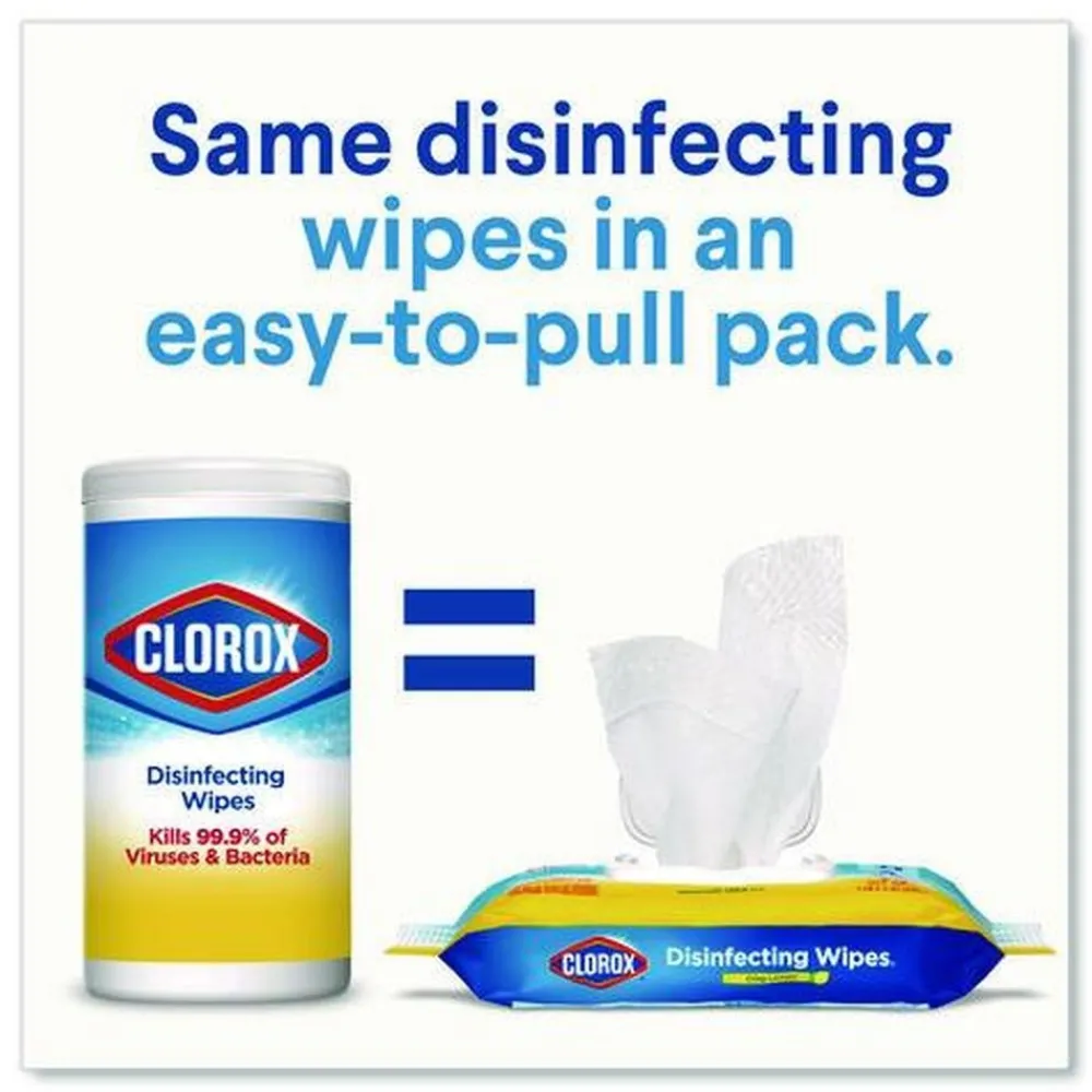 Clearance 8 in. x 7 in. 1-Ply Easy Pull Pack Disinfecting Wipes - Lemon Scent White (6 Boxes/Carton) Cleaning & Janitorial Supplies