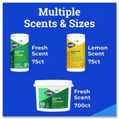 New 1 Ply 7 in. x 8 in. Fresh Scent Disinfecting Wipes - White (2/Carton) Cleaning & Janitorial Supplies