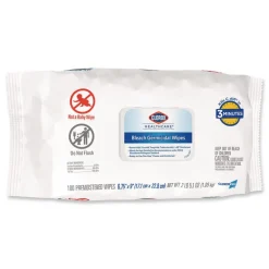 Best 32621 6.75 in. x 9 in. 1-Ply Bleach Germicidal Disinfectant Wipes - Unscented/White (6/Carton) Cleaning & Janitorial Supplies