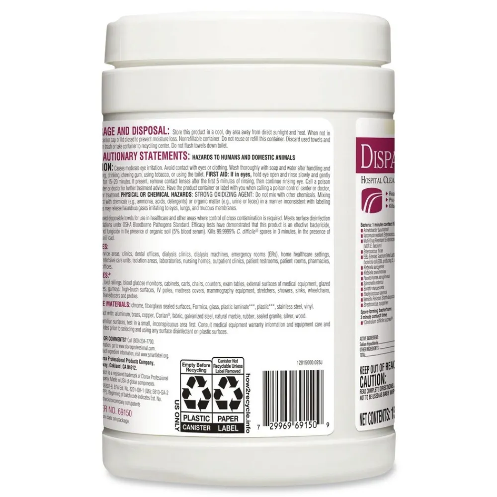 Online 6-3/4 in. x 8 in. Dispatch Cleaner Disinfectant Towels (8/Carton) Cleaning & Janitorial Supplies