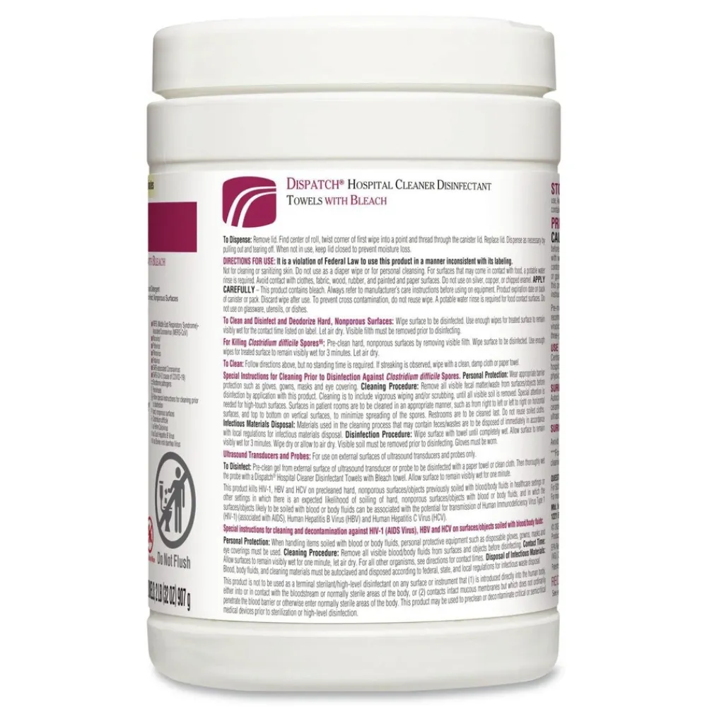Online 6-3/4 in. x 8 in. Dispatch Cleaner Disinfectant Towels (8/Carton) Cleaning & Janitorial Supplies
