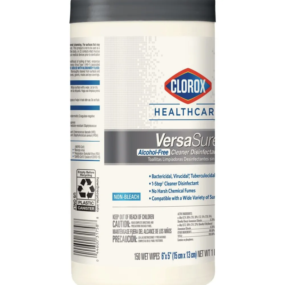 VersaSure 6 in. x 5 in. 1-Ply Cleaner Disinfectant Wipes - Fragranced White Cleaning & Janitorial Supplies