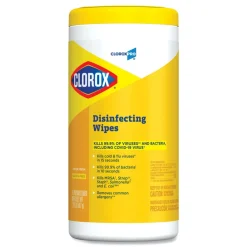 Hot 1-Ply 7 in. x 8 in. Disinfecting Wipes - Lemon Fresh, White (75/Canister) Skin Care & Personal Hygiene