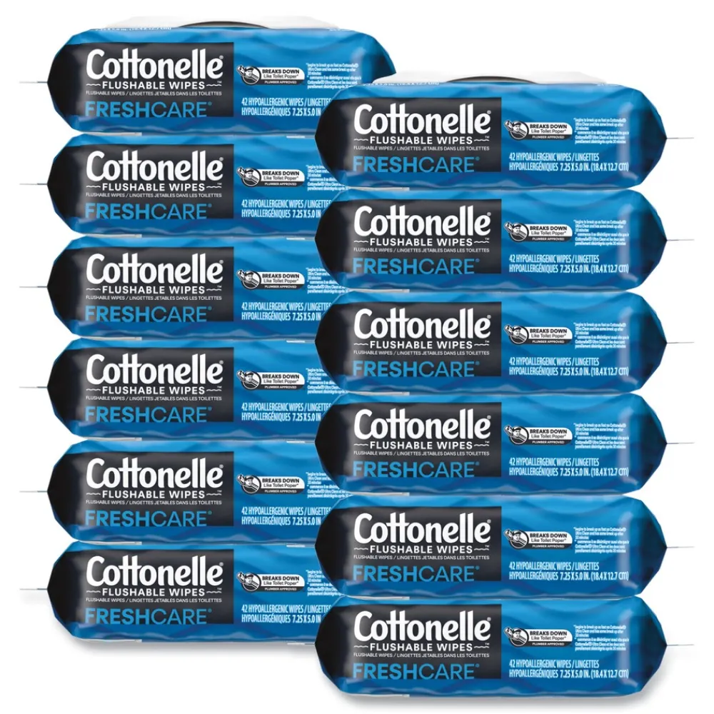 Discount 1-Ply 3.75 x 5.5 Fresh Care Flushable Cleansing Cloths - White (12/Carton) Cleaning & Janitorial Supplies