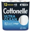 Online Ultra CleanCare 1-Ply Septic Safe Mega Rolls Strong Tissue Toilet Paper - White (48/Carton) Paper & Dispensers
