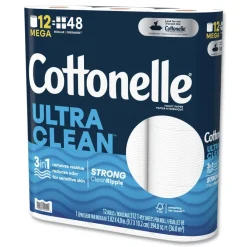 Online Ultra CleanCare 1-Ply Septic Safe Mega Rolls Strong Tissue Toilet Paper - White (48/Carton) Paper & Dispensers