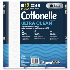 Online Ultra CleanCare 1-Ply Septic Safe Mega Rolls Strong Tissue Toilet Paper - White (48/Carton) Paper & Dispensers