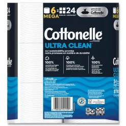 Outlet Ultra CleanCare 1-Ply Septic Safe Mega Rolls Strong Tissue Toilet Paper - White (36/Carton) Cleaning & Janitorial Supplies