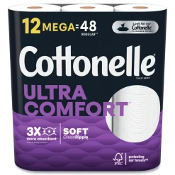 Best Ultra ComfortCare 2-Ply Septic Safe Mega Rolls Soft Tissue Toilet Paper - White (48/Carton) Paper & Dispensers