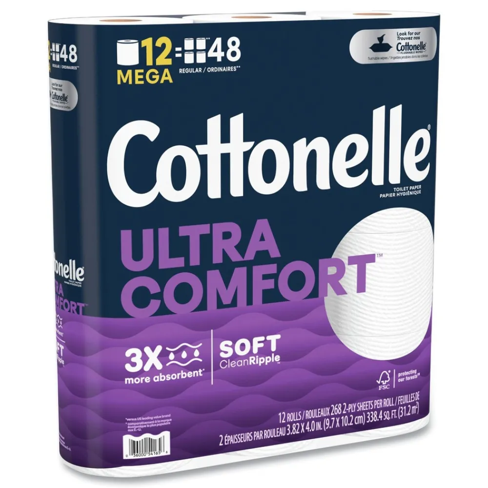 Best Ultra ComfortCare 2-Ply Septic Safe Mega Rolls Soft Tissue Toilet Paper - White (48/Carton) Paper & Dispensers