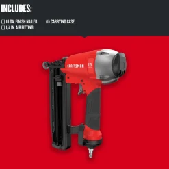 Hot 16 Gauge 1 in. to 2-1/2 in. Pneumatic Straight Finish Nailer Nailers & Staplers