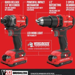 Hot V20 Brushless Lithium-Ion Cordless 4-Tool Combo Kit with (2) 2 Ah Batteries Combo Kits