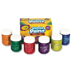 Sale 2 oz Washable Paint - 6 Assorted Classic Colors Arts & Crafts Supplies