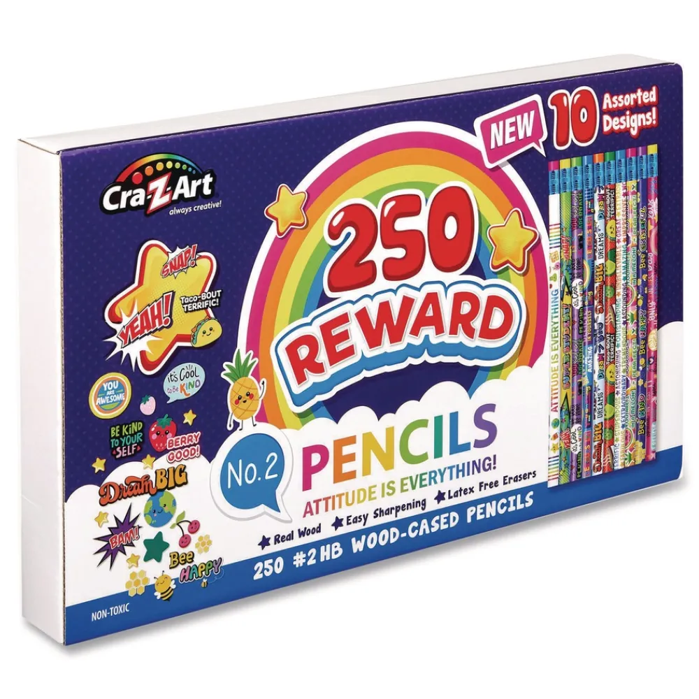 New No. 2 Pencils Motivational Classpack - Black Lead/Assorted Barrels (250/Set) Pens, Pencils & Markers