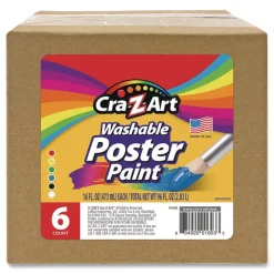 Washable Kids Paint, Assorted Colors, 16 oz Bottle, 6/Pack Arts & Crafts Supplies