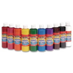 Clearance Washable Tempera Paint, 10 Assorted Colors, 8 oz Bottle, 10/Pack Arts & Crafts Supplies