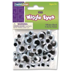 Best 0.27 in., 0.39 in., 0.47 in., 0.59 in. Wiggle Eyes Assortment - Black (100/Pack) Arts & Crafts Supplies