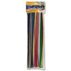 Hot 12 in. x 4 mm Metal Wire/Polyester Regular Stems - Assorted Colors (100/Pack) Tabletop And Serveware