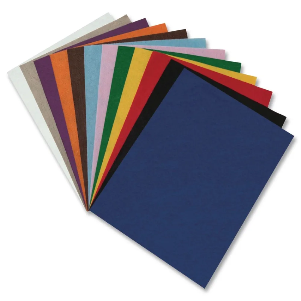 Hot 9 in. x 12 in. Rectangular Felt Sheets - Assorted Colors (12/Pack) Arts & Crafts Supplies