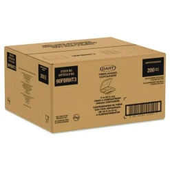 9.14 in. x 9 in. x 2.98 in. 3 Compartments ProPlanet Seal Compostable Molded Fiber Hinged Trays - Natural (200/Carton) Tabletop And Serveware