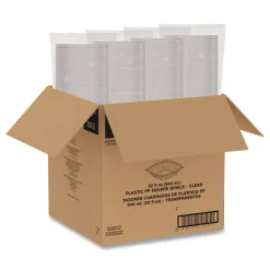 Clearance 5 in. x 5 in. x 1.49 in. 32 oz. Plastic Bowls - Square Clear (252/Carton) Tabletop And Serveware