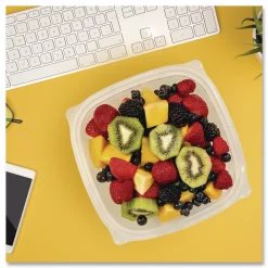 Clearance 5 in. x 5 in. x 1.49 in. 32 oz. Plastic Bowls - Square Clear (252/Carton) Tabletop And Serveware