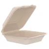 8.65 in. x 7.94 in. x 2.98 in. ProPlanet Seal Compostable Molded Fiber Hinged Trays - Natural (200/Carton) Tabletop And Serveware