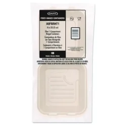 8.65 in. x 7.94 in. x 2.98 in. ProPlanet Seal Compostable Molded Fiber Hinged Trays - Natural (200/Carton) Tabletop And Serveware