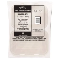 6.41 in. x 9.22 in. x 3 in. ProPlanet Seal Compostable Molded Fiber Hinged Trays - Natural (200/Carton) Tabletop And Serveware