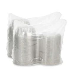 New 64 oz. 8.9 in. Diameter x 4 in. Plastic Tamper-Resistant Tamper-Evident Bowls with Dome Lid - Clear (100/Carton) Tabletop And Serveware