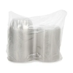 New 64 oz. 8.9 in. Diameter x 4 in. Plastic Tamper-Resistant Tamper-Evident Bowls with Dome Lid - Clear (100/Carton) Tabletop And Serveware