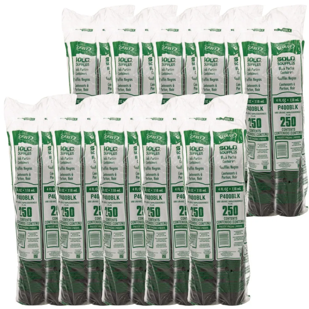 New 4 oz. Polystyrene Portion Cups - Black (2500/Carton) Tabletop And Serveware