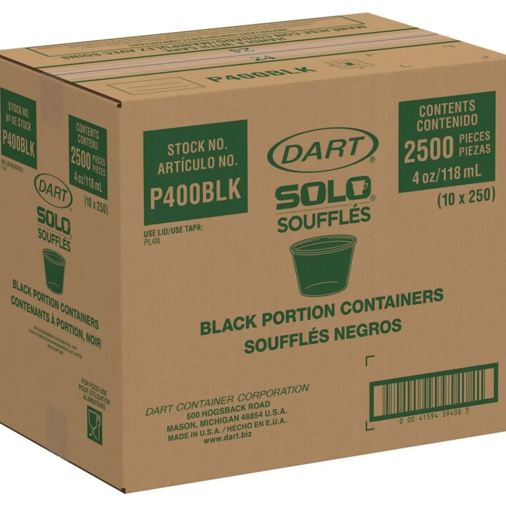New 4 oz. Polystyrene Portion Cups - Black (2500/Carton) Tabletop And Serveware