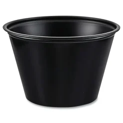 New 4 oz. Polystyrene Portion Cups - Black (2500/Carton) Tabletop And Serveware