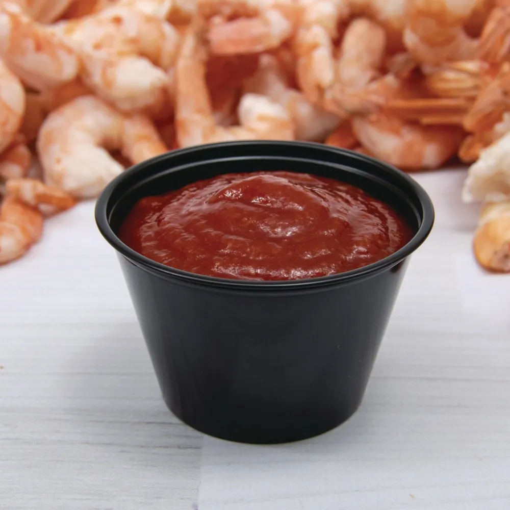 New 4 oz. Polystyrene Portion Cups - Black (2500/Carton) Tabletop And Serveware