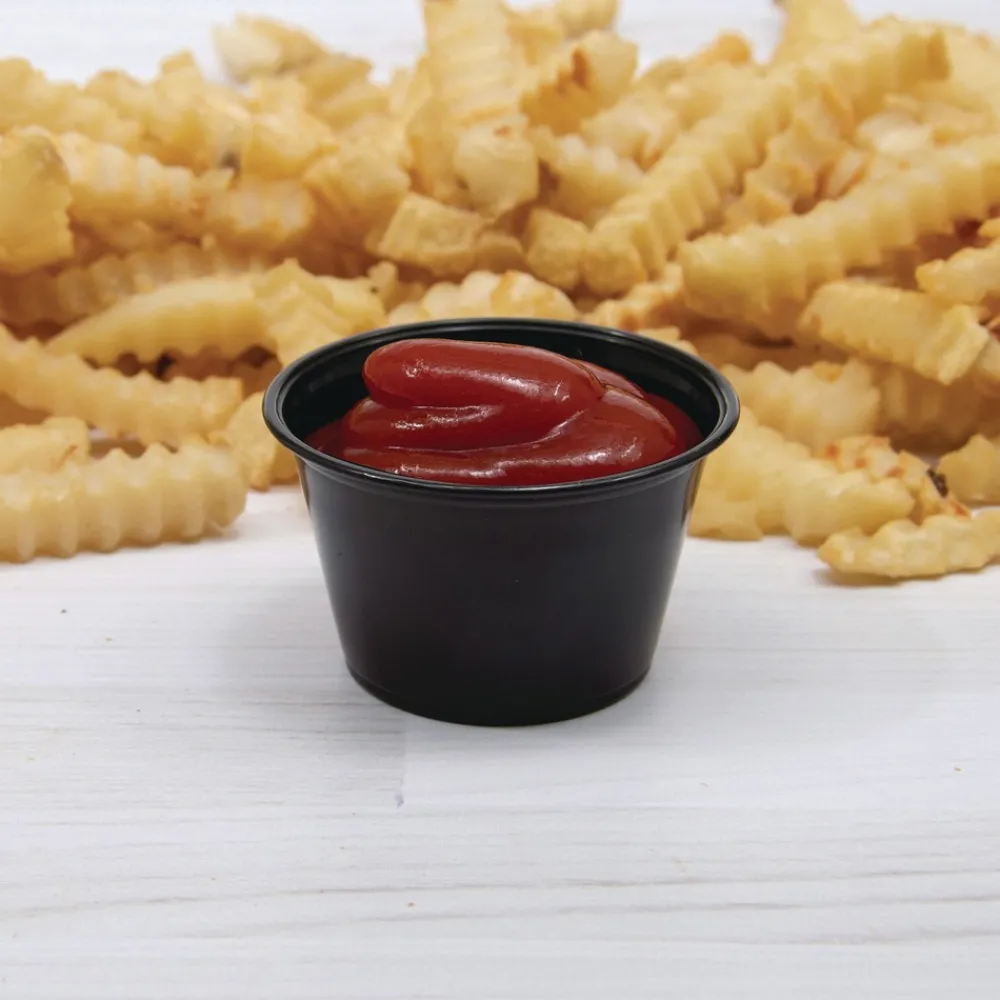 New 4 oz. Polystyrene Portion Cups - Black (2500/Carton) Tabletop And Serveware
