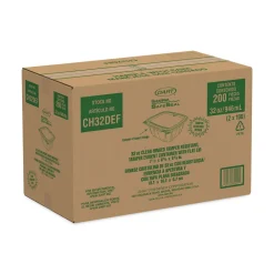 Sale CH32DEF ClearPac SafeSeal 32 oz. Tamper-Resistant/Evident Flat-Lid Containers - Clear (100/Bag, 2 Bags/Carton) Tabletop And Serveware
