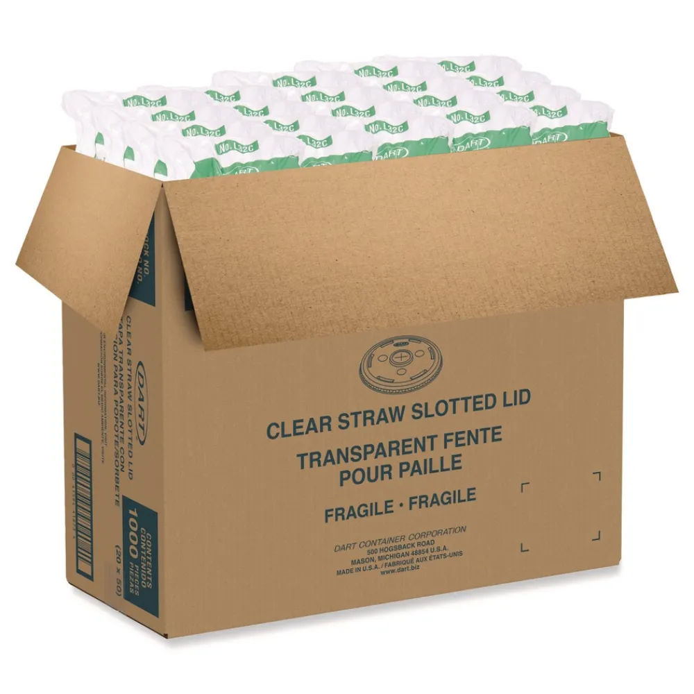Clearance Plastic Straw-Slot Cold Cup Lids Fits 30 oz. to 32 oz. Cold Cups - Clear (1000/Carton) Tabletop And Serveware
