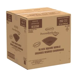 Discount PresentaBowls Pro 8.5 in. x 8.5 in. x 2 in. 32 oz. Plastic Square Bowls - Black (4/Carton) Tabletop And Serveware