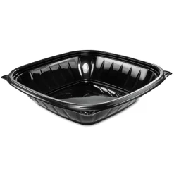 Discount PresentaBowls Pro 8.5 in. x 8.5 in. x 2 in. 32 oz. Plastic Square Bowls - Black (4/Carton) Tabletop And Serveware