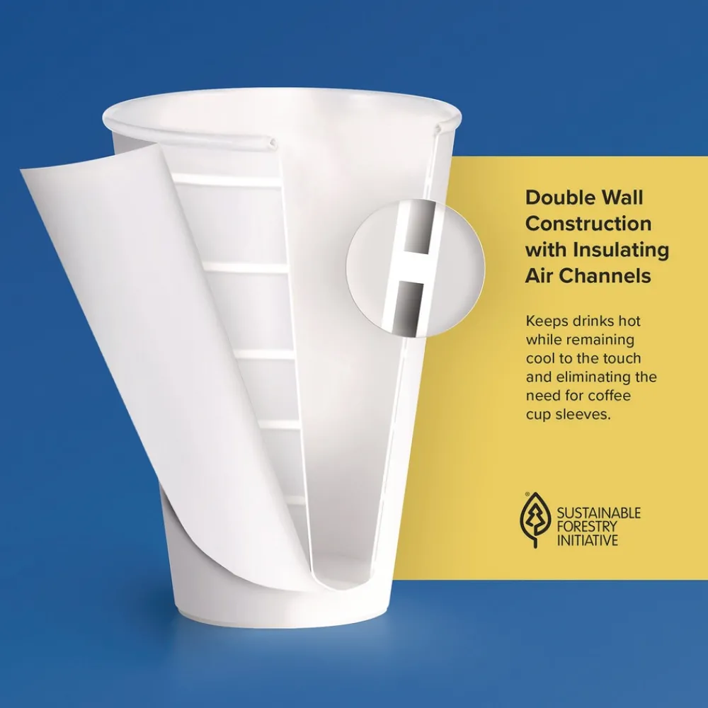 Sale Thermoguard 8 oz. Insulated Paper Hot Cups - White Sustainable Forest Design (1000/Carton) Tabletop And Serveware