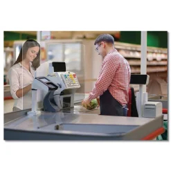 Best 23.75 in. x 31.75 in. Acrylic Mounting Safety Barrier with Full Shield - Clear (2/Carton) Desk Accessories & Office Organizers