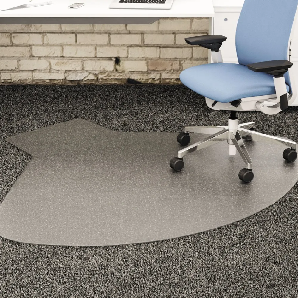 Clearance SuperMat Medium Pile Carpet Frequent Use 60 in. x 66 in. Workstation Chair Mat - Clear Cleaning & Janitorial Supplies