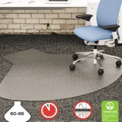 Clearance SuperMat Medium Pile Carpet Frequent Use 60 in. x 66 in. Workstation Chair Mat - Clear Cleaning & Janitorial Supplies