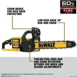 Discount DCCS670B 60V MAX Brushless Lithium-Ion 16 in. Cordless Chainsaw (Tool Only) Chainsaws