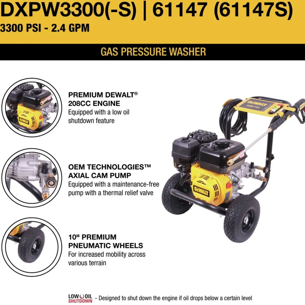 Sale DXPW3300S 3300 PSI 2.4 GPM Gas Cold Water Pressure Washer Pressure Washers