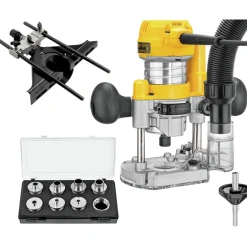 Sale 110V 7 Amp Variable Speed 1-1/4 HP Corded Compact Router with LED Combo Kit Woodworking Tools|Routers And Trimmers